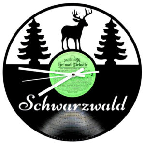 Schallplattenuhr-Schwarzwald-Hirsch | Einzigartiges Design in 1a Qualität
