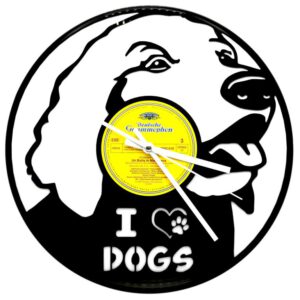 Schallplattenuhr-I-Love-Dogs | Einzigartiges Design in 1a Qualität