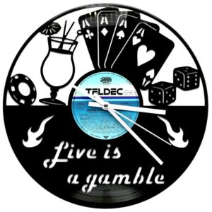 Schallplattenuhr-Live-is-a-gamble | Einzigartiges Design in 1a Qualität